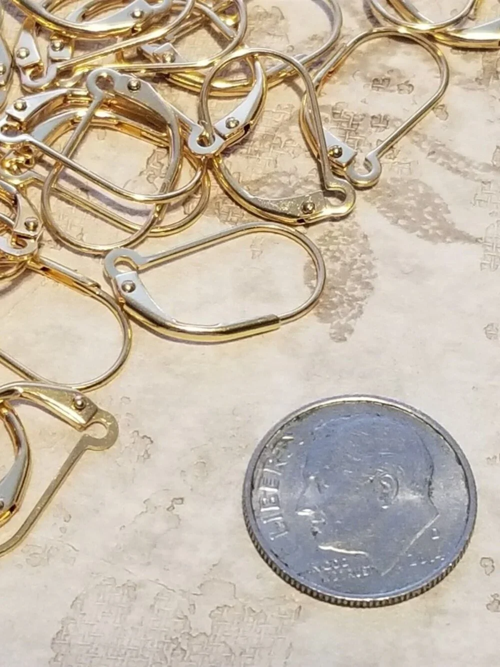 Gold 14K Plated Open Half Loop Leverback Earwires Earring Hooks Findings 10 pcs
